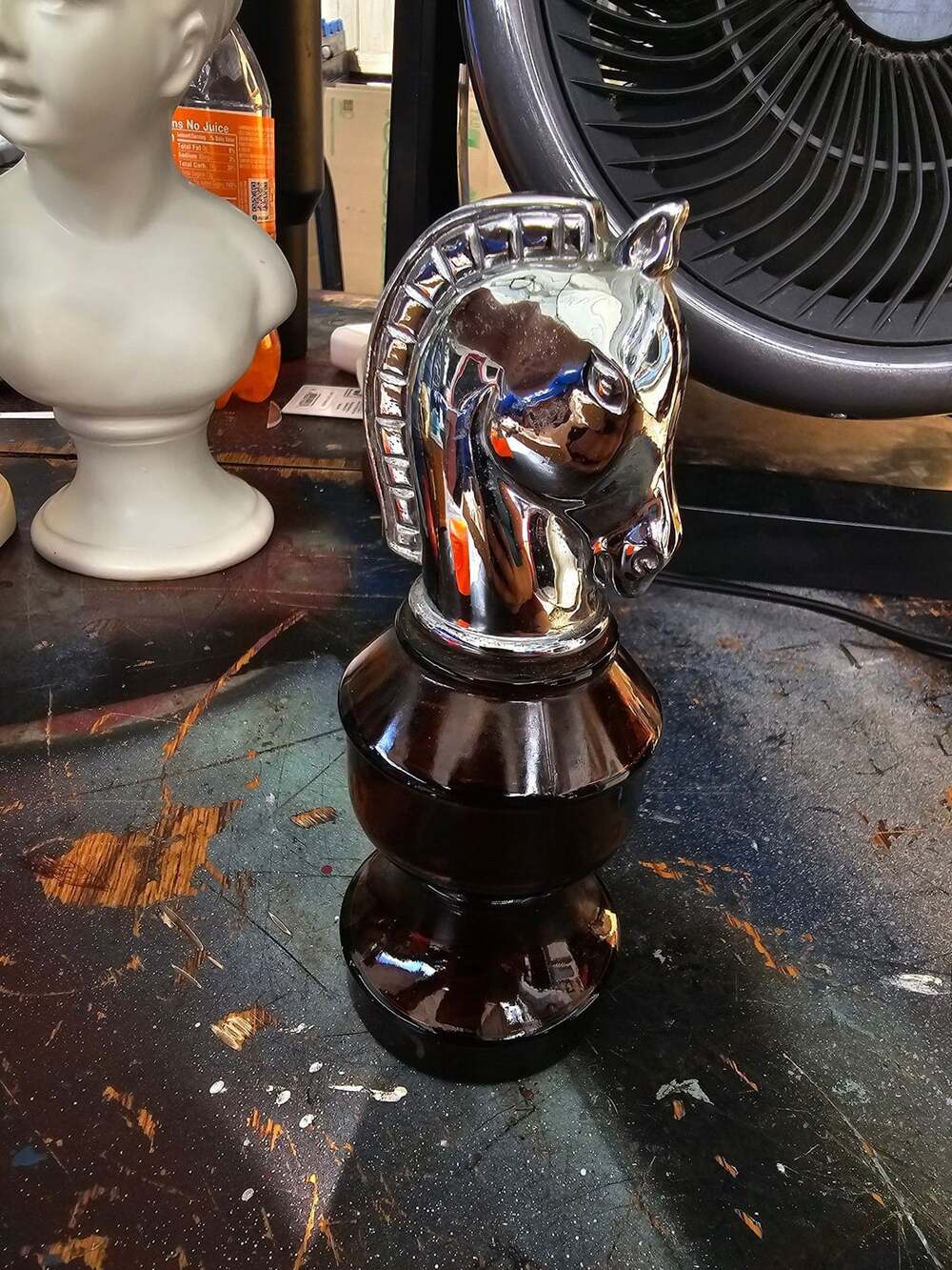 Vintage Avon Smart Move Oland Cologne Knight Chess Piece Amber Glass Bottle